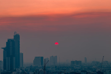 Blurred abstract background of condo terraces,with panoramic views of the city, the distribution of residences in the capital