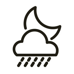 moon with clouds and rain, line style icon