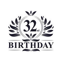 32nd Birthday logo, 32 years Birthday celebration.