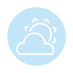 sun with cloud, block and flat style icon