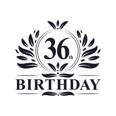 36 years Birthday logo, 36th Birthday celebration.