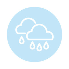 clouds with rain, block and flat style icon