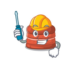 Smart automotive cherry macaron presented in cartoon character design