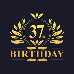Luxury 37th Birthday Logo, 37 years celebration.