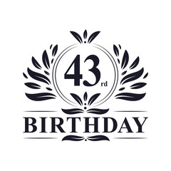 43 years Birthday logo, 43rd Birthday celebration.