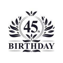 45 years Birthday logo, 45th Birthday celebration.