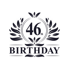 46 years Birthday logo, 46th Birthday celebration.