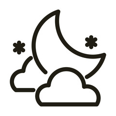 moon with clouds and stars, line style icon