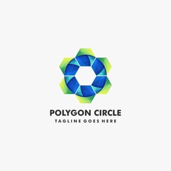 Obraz premium Vector Logo Illustration Polygon and Gear Gradient Colorful Style.