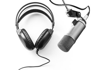 headphones and a professional microphone