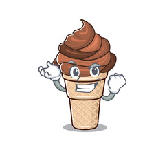chocolate ice cream cartoon character style with happy face