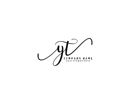 Letter YT handwrititing logo with a beautiful template