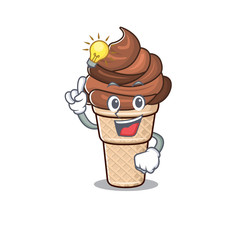 Have an idea gesture of chocolate ice cream mascot character design