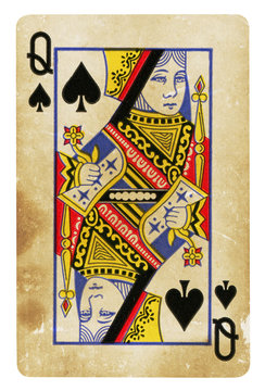 Queen of Spades playing card - isolated on white (clipping path included)