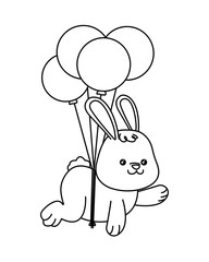 cute little rabbit with balloons helium easter character