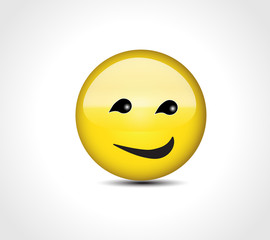 Happy face smiling emoticon button