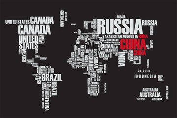 Obraz na płótnie Canvas World map countries text infographics about coronavirus epidemic from China