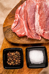 salt, pepper and fragment pork wooden 