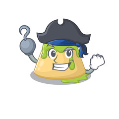 Cool pudding green tea in one hand Pirate cartoon design style with hat
