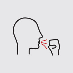Man Coughing Sneezing Pneumonia Icon. Flu And Symptoms Concept Vector Illustration