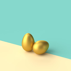 Golden egg typography with blank space for graphic design with clipping path.