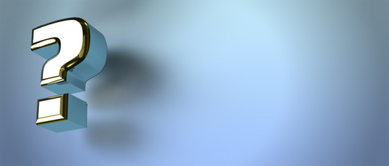 3d question mark with empty space for your text and image.