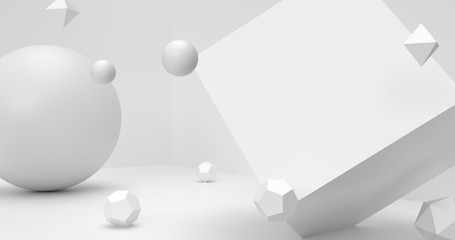 3d render abstract white background