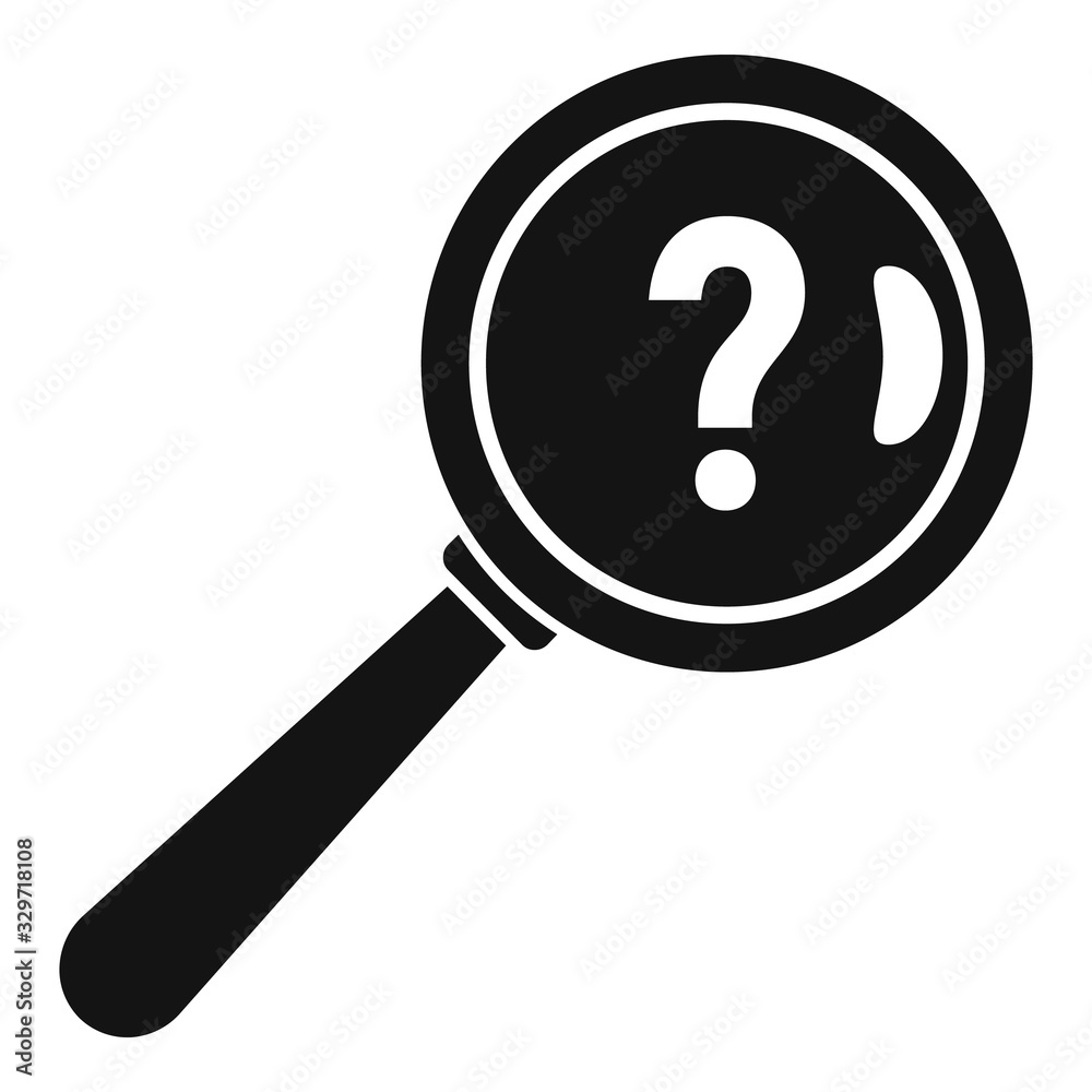Poster request magnifier question icon. simple illustration of request magnifier question vector icon for w