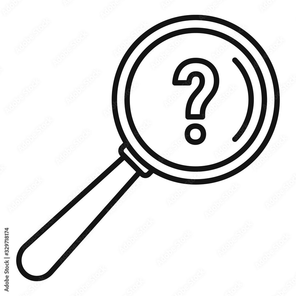 Poster request magnifier question icon. outline request magnifier question vector icon for web design isola