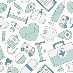 Medicine - Vector color background (seamless pattern) of ambulance for graphic design