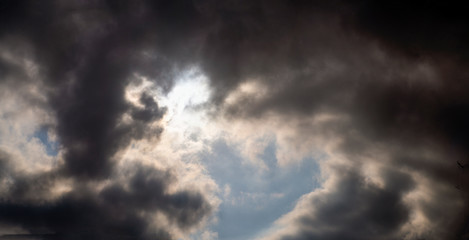 The sky in the clouds in the open air.