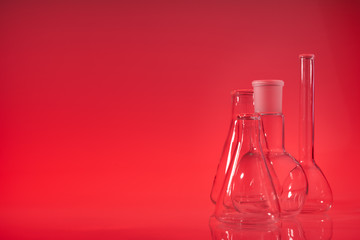 Chemical vessels. Glass flasks. Laboratory utensil.