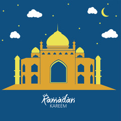 ramadan kareem greeting card with mosques