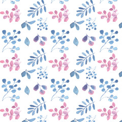 watercolor blue leaves pattern