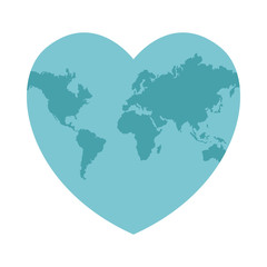 heart world planet earth isolated icon