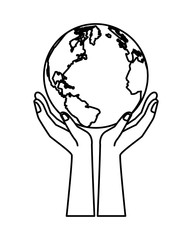 hands lifting world planet earth isolated icon