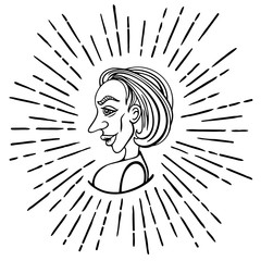 Female profile in doodle style