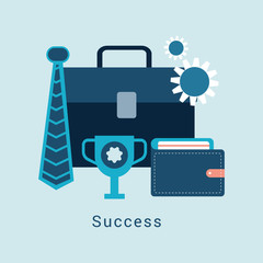 business success concept flat design on blue color