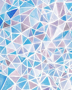 Fototapeta watercolor hand draw in geometric shape as watercolor abstract background.