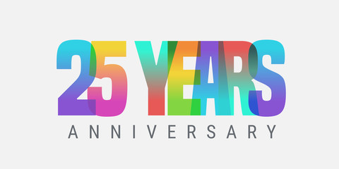 25 years anniversary vector icon, logo. Multicolor design element with modern style sign