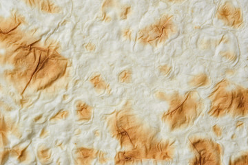 lavash pita bread as background. macro shot. Shawarma 