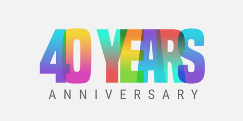 40 years anniversary vector icon, logo. Multicolor design element with modern style sign