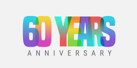 60 years anniversary vector icon, logo. Multicolor design element with modern style sign