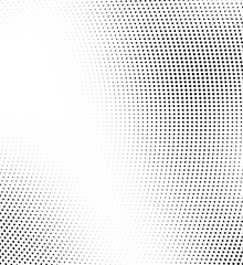 Fototapeta premium Abstract monochrome halftone texture. Chaotic wave of black dots on a white background