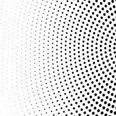 Abstract monochrome halftone texture. Chaotic wave of black dots on a white background