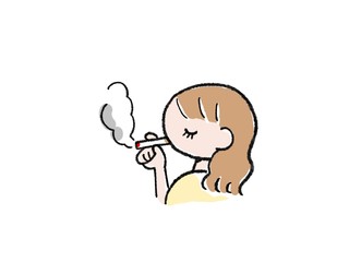 タバコ　女性　喫煙　イラスト