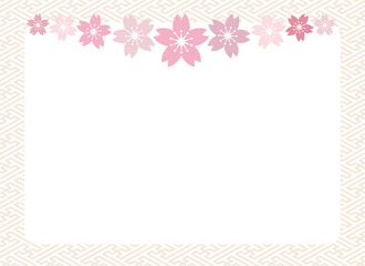 Sakura illustration and Japanese traditional  frame vector background