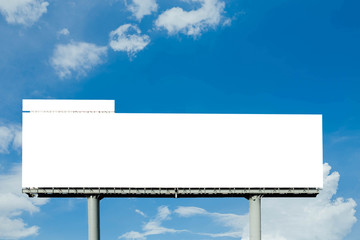 Fototapeta premium Blank billboard ready for new advertisement with blue sky background.