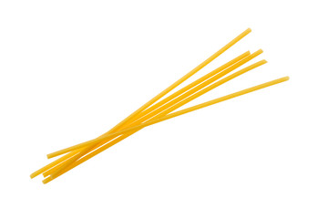 Bucatini or perciatelli - thick spaghetti-like pasta with a hole running through the center isolated on white