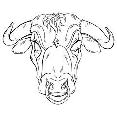 Head of an evil bull with a ring in its nose